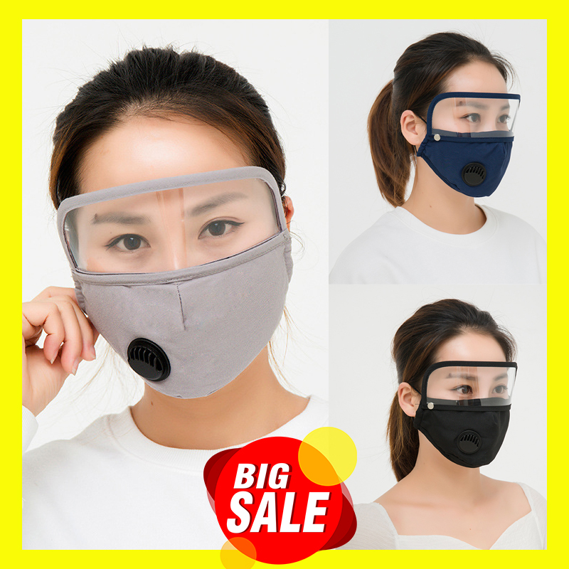 Khẩu trang vải có kính bảo hộ chống giọt bắn có tấm than hoạt tính 5 lớp kháng khuẩn chống bụi thích hợp cho trẻ nhỏ và người lớn