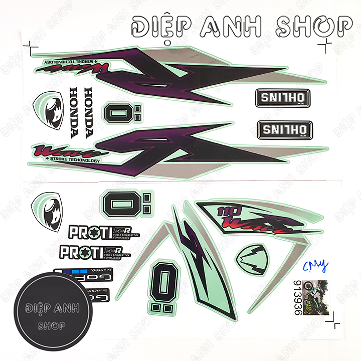 Tem rời Wave Alpha 110 ( Đời 2017 - 2020) - Tem 3 lớp chống phai màu