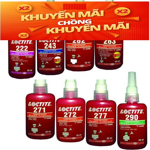 Keo dán Loctite 263 loại 50ml màu đỏ