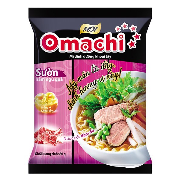 Thùng mì Omachi sườn hầm ngũ quả 30 gói x 80g