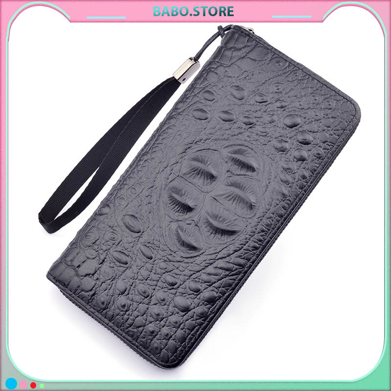 VÍ DÀI VÂN CÁ SẤU, VÍ DÀI CẦM TAY NAM DẬP NỔI VÂN TAY CÁ SẤU, VIỀN NƯNG GÙ CÁ SẤU, VÍ THỜI TRANG NAM, VÍ CẦM TAY DÀI VÂN CÁ SẤU-[BABO.STORE]