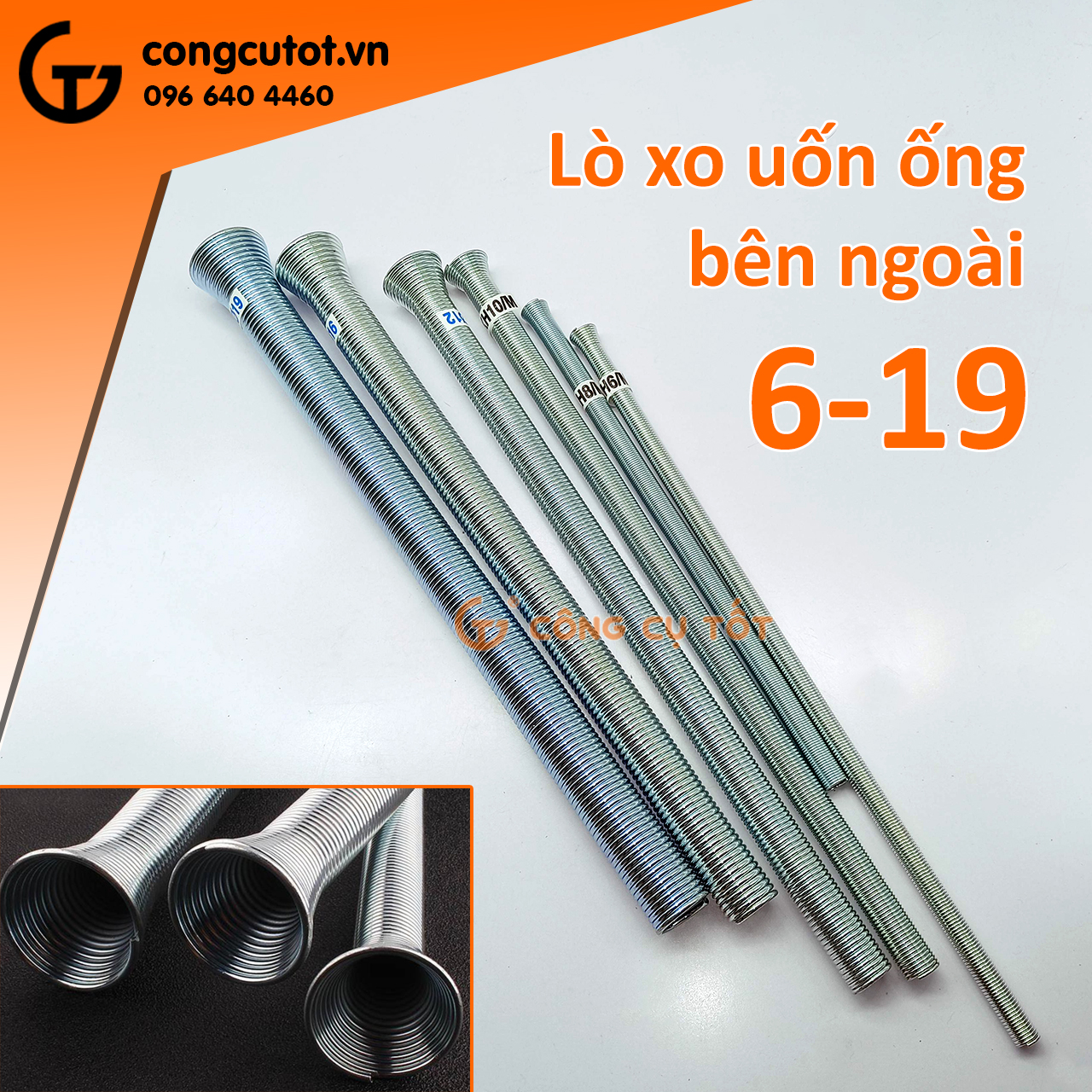 Lò xo uốn ống đồng phi 6, 8, 10, 12, 16, 19mm