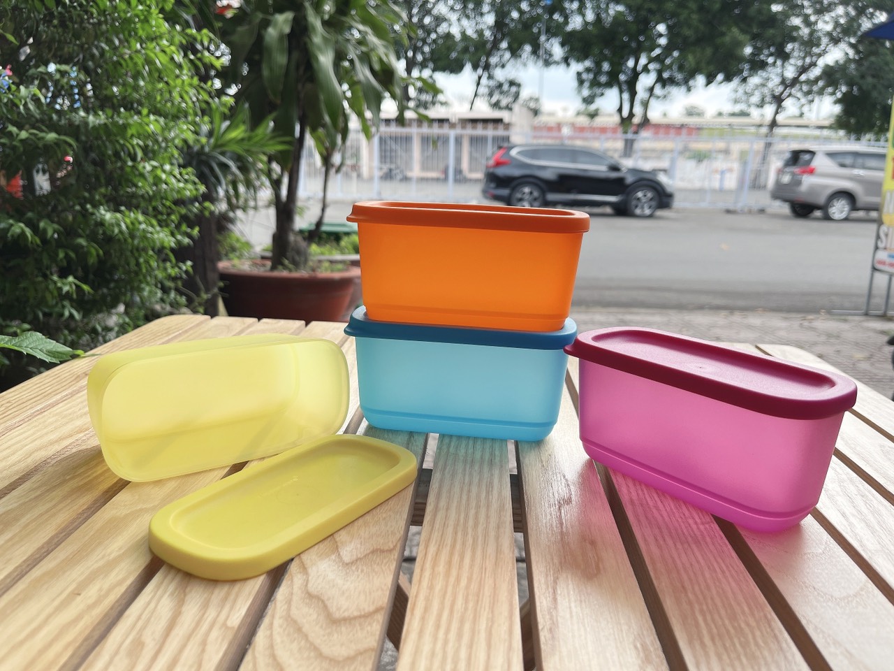Bộ hộp BQTP Mini Rectangular colorful 250ml - Tupperware chính hãng