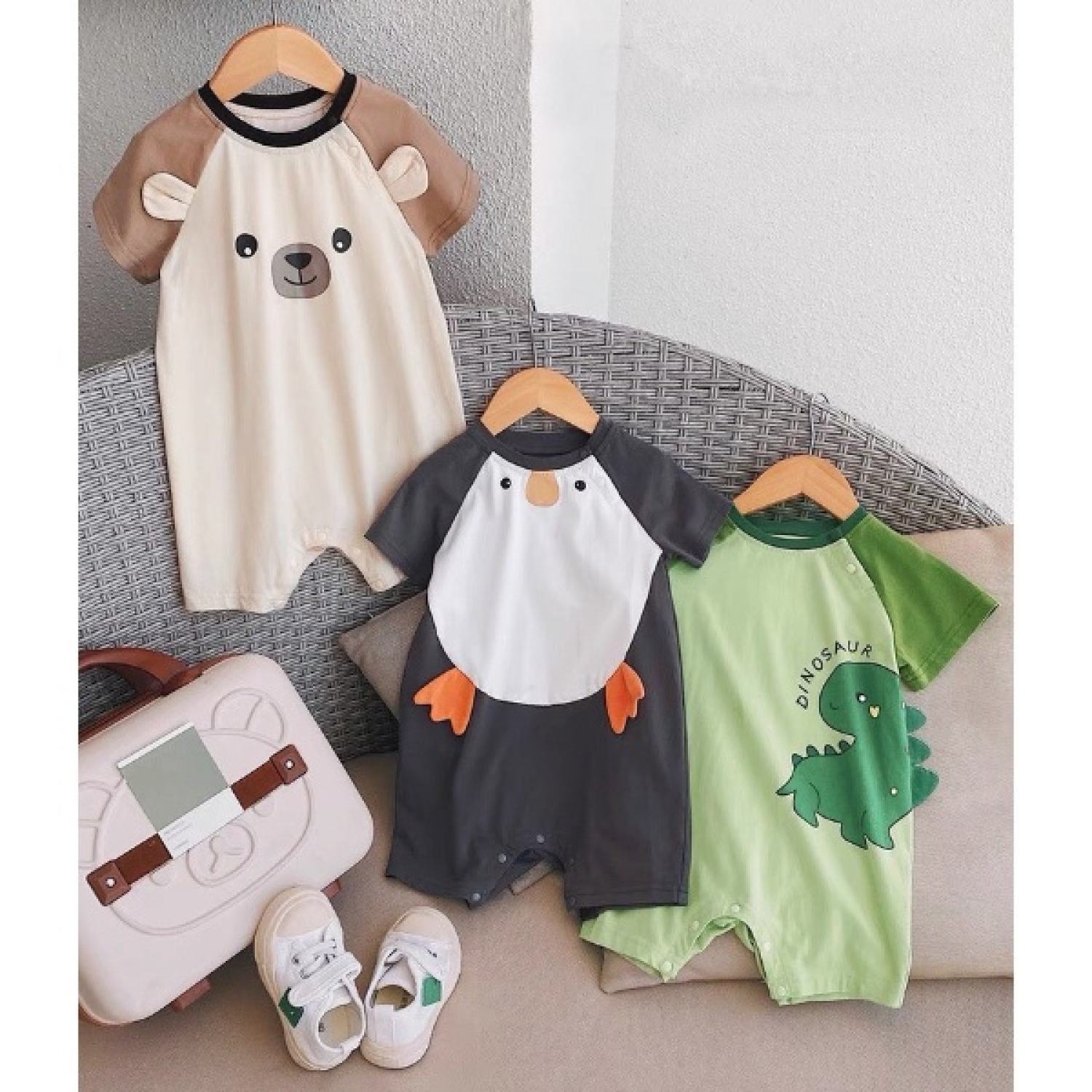 Body đùi cho bé chất thun hình thú dễ thương mẫu quần áo sơ sinh từ 3-12kg