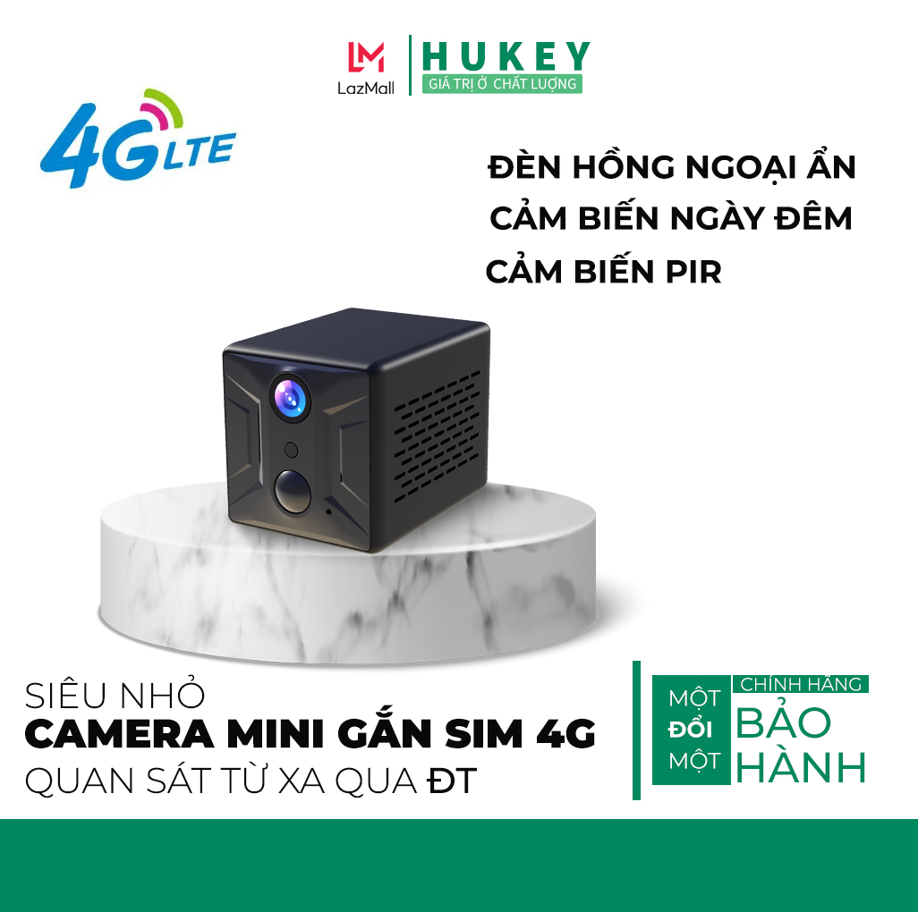 Camera mini IP gắn sim 4G siêu nét FullHD 1080P quan sát từ xa qua điện thoại Hukey Vision 4G
