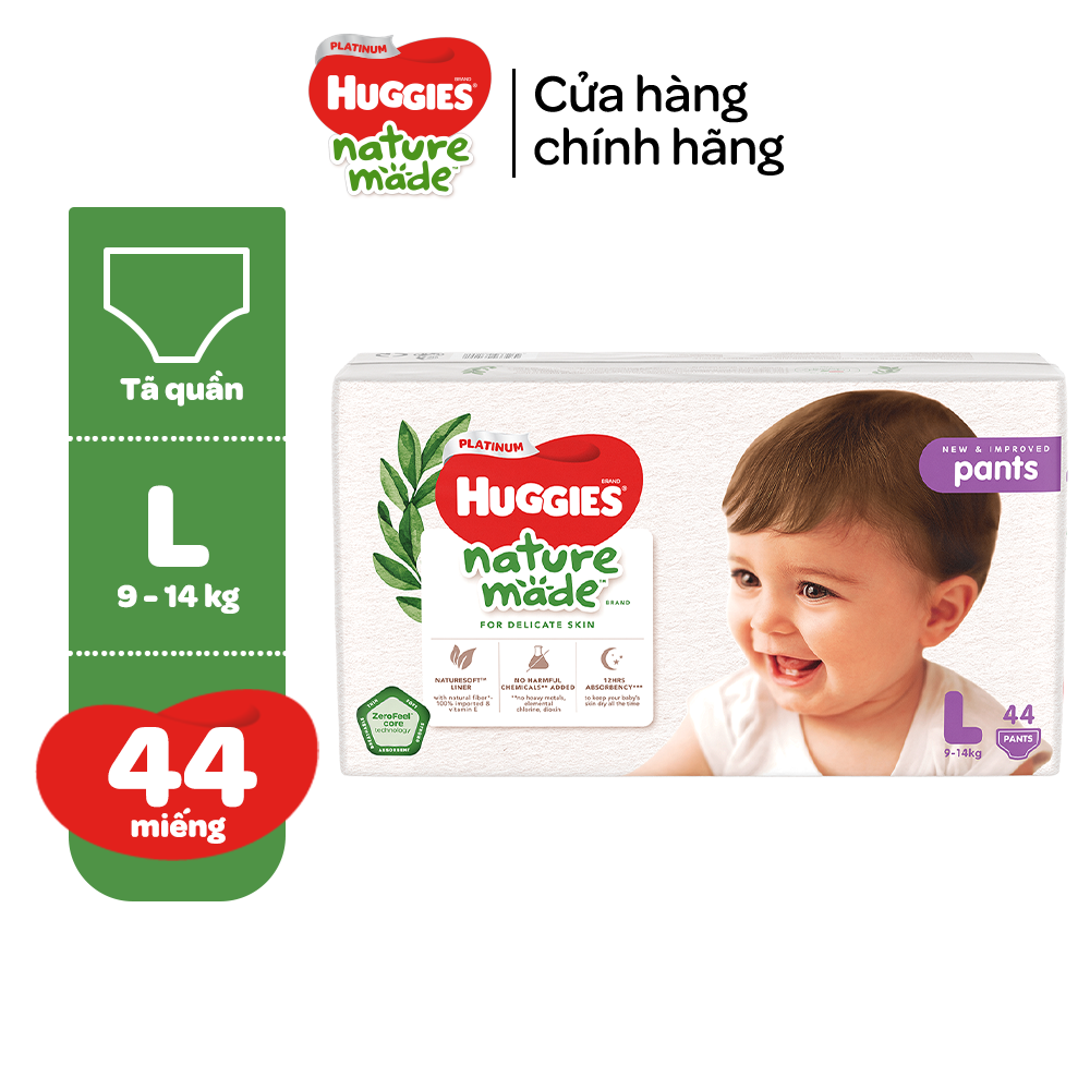 [Gift Join Game] Tã/Bỉm quần Huggies Platinum NatureMade L44