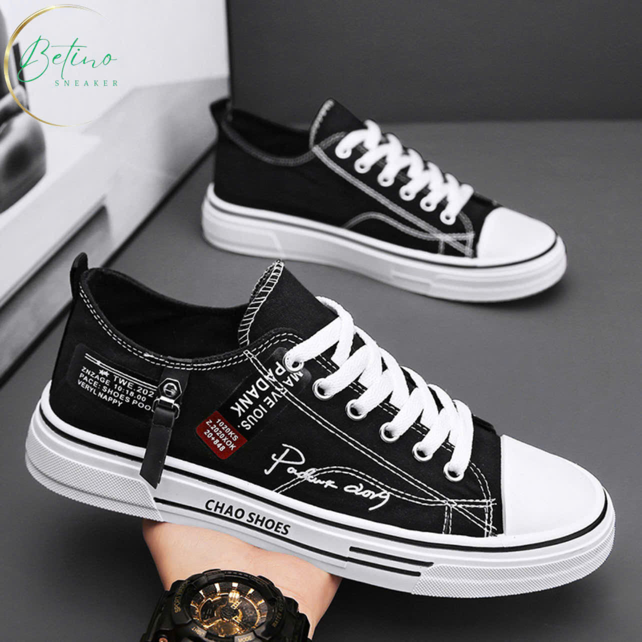 Giày Sneaker Nam CHAO SHOES G3005 Chất Vải Canvas Kiểu Dáng Hàn Quốc Dễ Phối Đồ