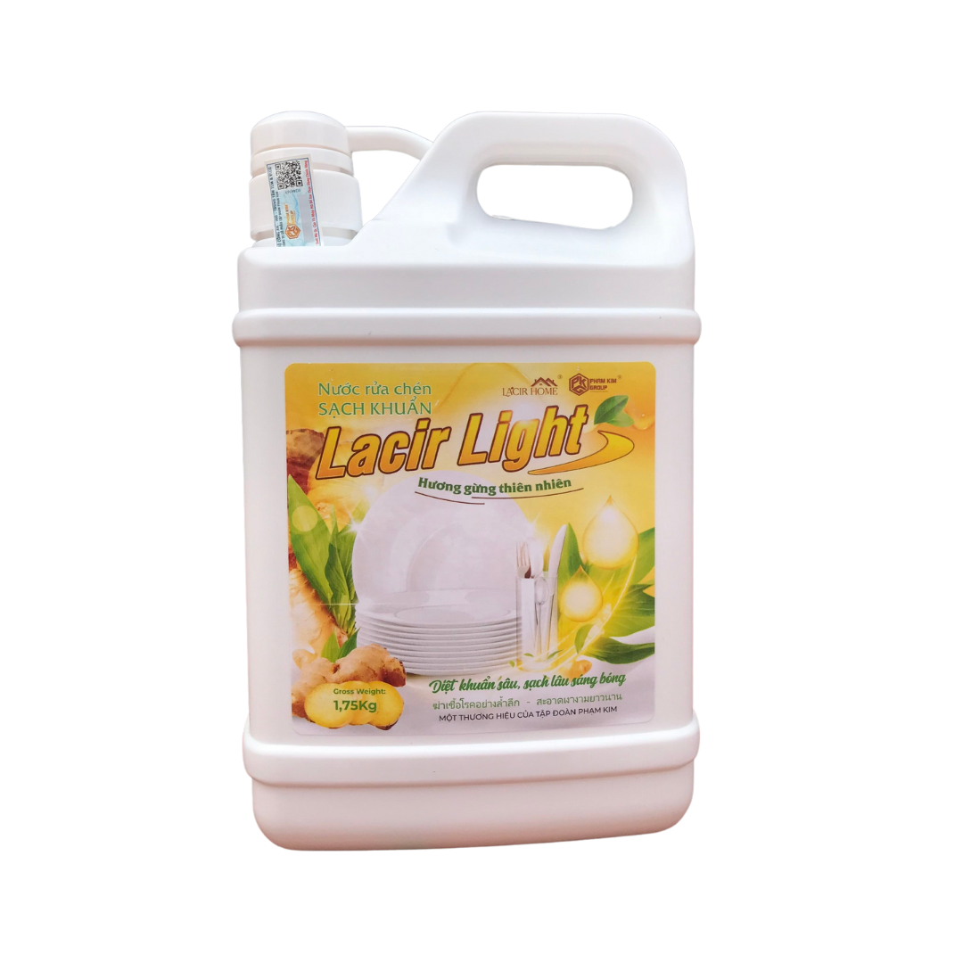 (Thùng 4 can) Nước rửa chén bát Lacir Home (Dr Lacir) mùi gừng tự nhiên, sạch bay dầu mỡ 1,75Kg