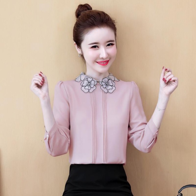 Áo sơ mi xếp ly cổ hoa, cam kết hàng đúng mô tả, chất lượng đảm bảo, đa dạng mẫu mã, màu sắc, kích cỡ