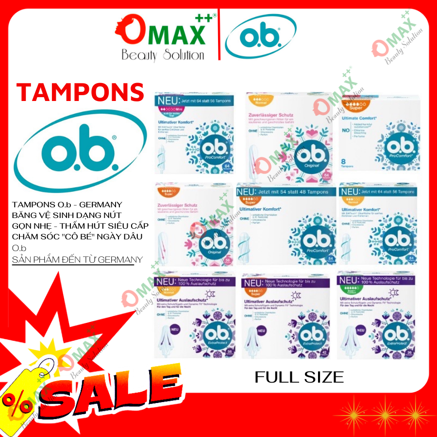 Tampons ob - facelle - jessa - jiskin đức - băng vệ sinh dạng nút ob made in germany - nhỏ gọn - thấm hút siêu cấp - tiện lợi