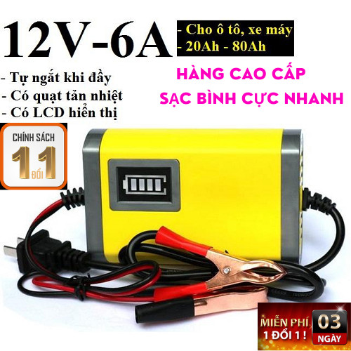 Bộ sạc bình ắc quy tự động ngắt, máy sạc bình ắc quy tự động ngắt cao cấp có đèn báo mức sạc, sạc bình xe máy, sạc bình ắc quy, sạc bình ắc quy 12v loại 3a