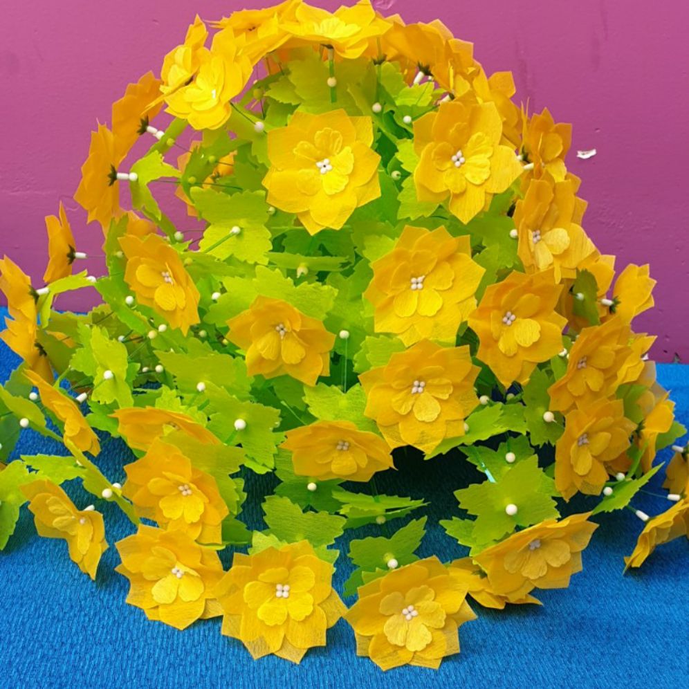 2 bộ làm hoa giấy lụa cánh nhọn, kèm chậu treo 0907519890