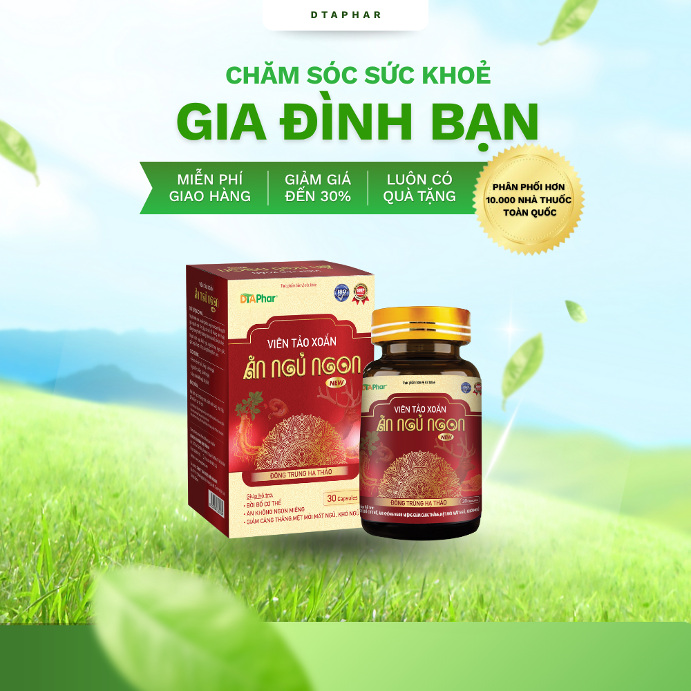 Viên uống Ăn Ngủ Ngon tảo xoắn Hỗ trợ bồ bổ cơ thể ăn không ngon miệng giảm căng thẳng mệt mỏi mất ngủ khó ngủ Hộp 30 viên