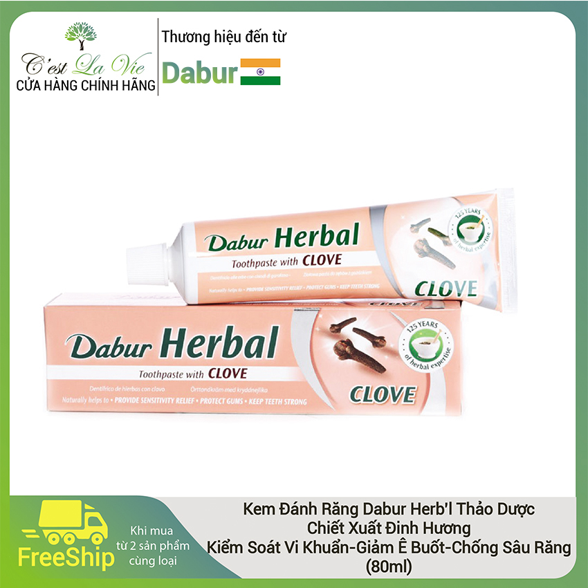 KEM ĐÁNH RĂNG DABUR HERBAL ĐINH HƯƠNG HOÀN TOÀN THIÊN NHIÊN