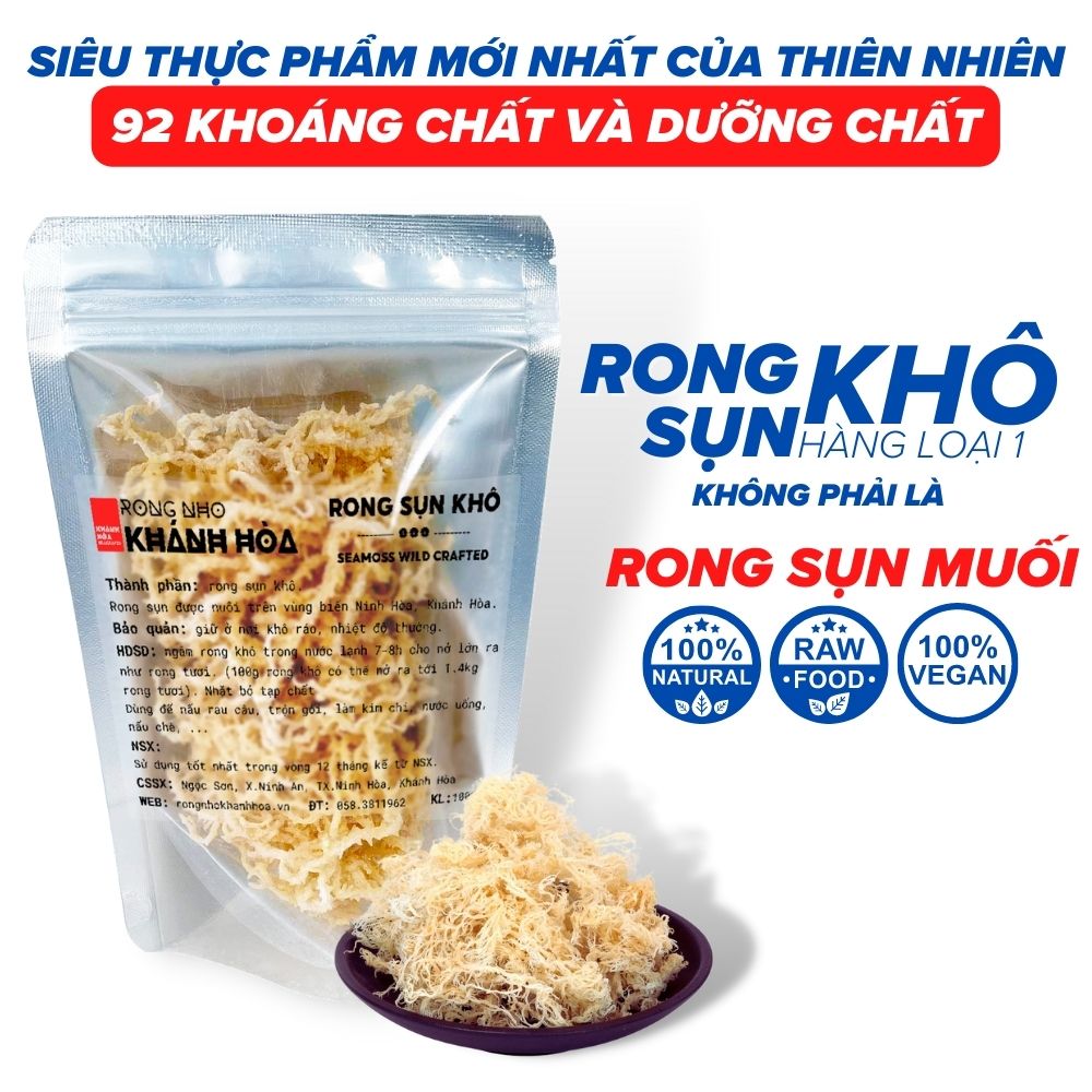Rong sụn gai trắng khô 100g - rong biển làm gỏi nấu chè rau câu - bảo dung food