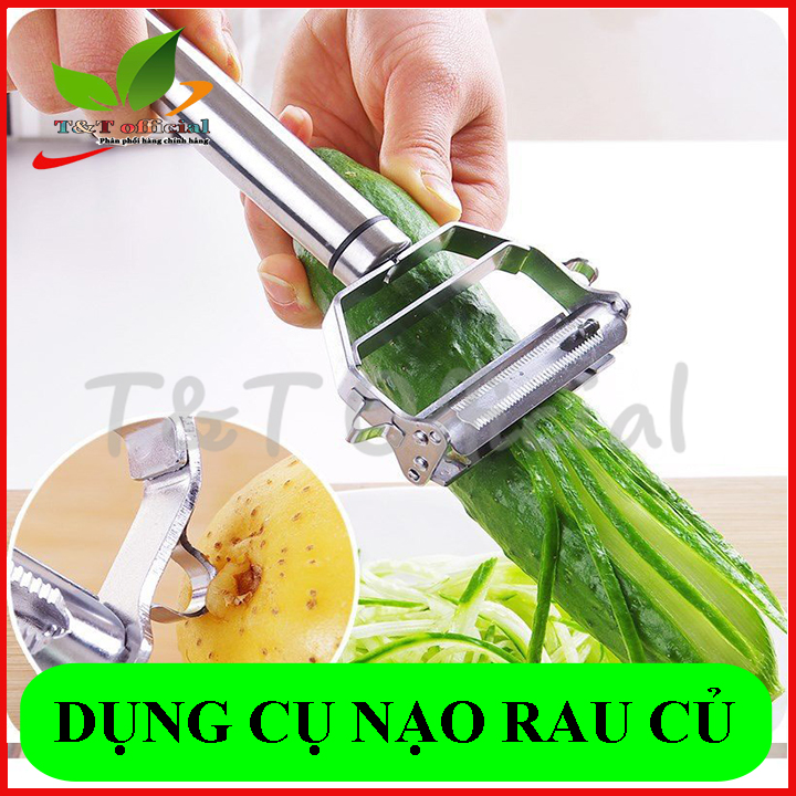 Nạo củ quả dạng sợi, thái sợi rau củ, gọt vỏ, nạo mắt khoai tây đa năng - INOX không gỉ, chuôi có móc treo