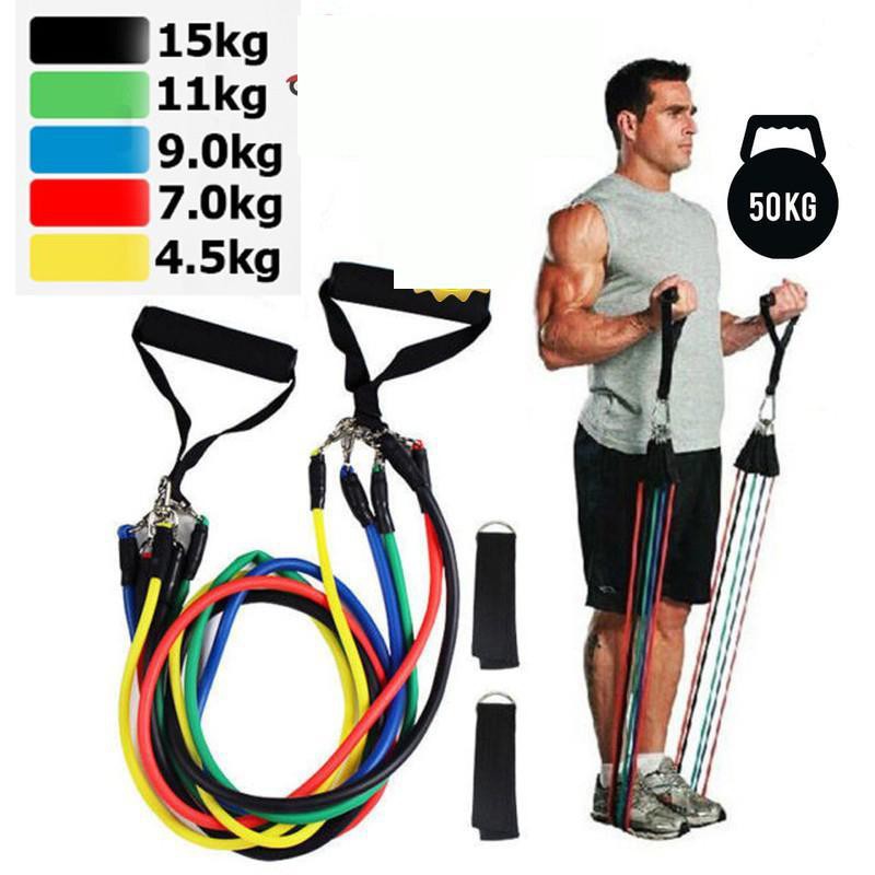 Bộ 5 Dây Ngũ Sắc TẬP THỂ HÌNH, Dây ngũ sắc tập gym đa năng dành cho cả nam và nữ,Bộ Dây Kháng Lực Tập Thể Hình, Tập Gym Đa Năng,Dây Đàn Hồi Kháng Lực Tập Gym, Dây Cao Su Đàn Hồi Tập Thể Thao, Tập Gym Tại Nhà - TÂM ĐỨC