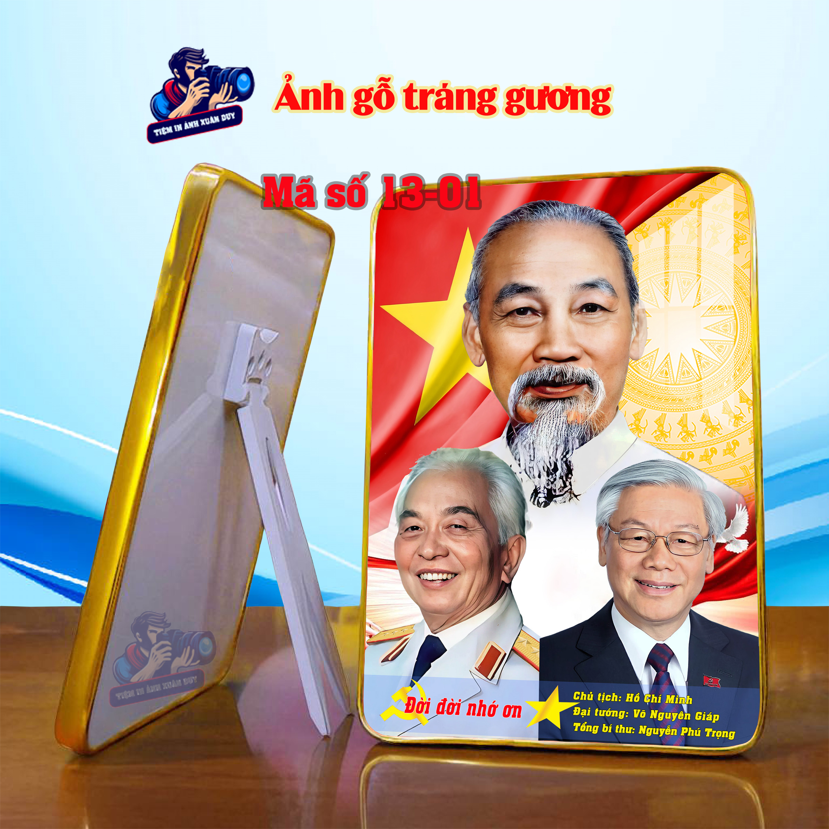 Tranh ảnh để bàn, treo tường Bác Hồ Bác Giáp Bác Trọng Tráng Gương MS13-1