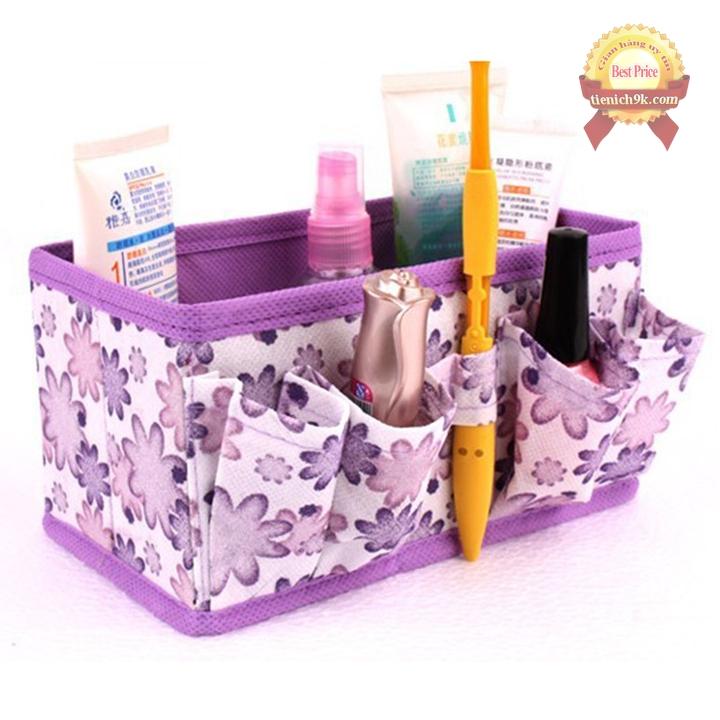 Khay đựng mỹ phẩm đồ trang điểm gấp gọn nhiều ngăn cao cấp Túi đựng mỹ phẩm