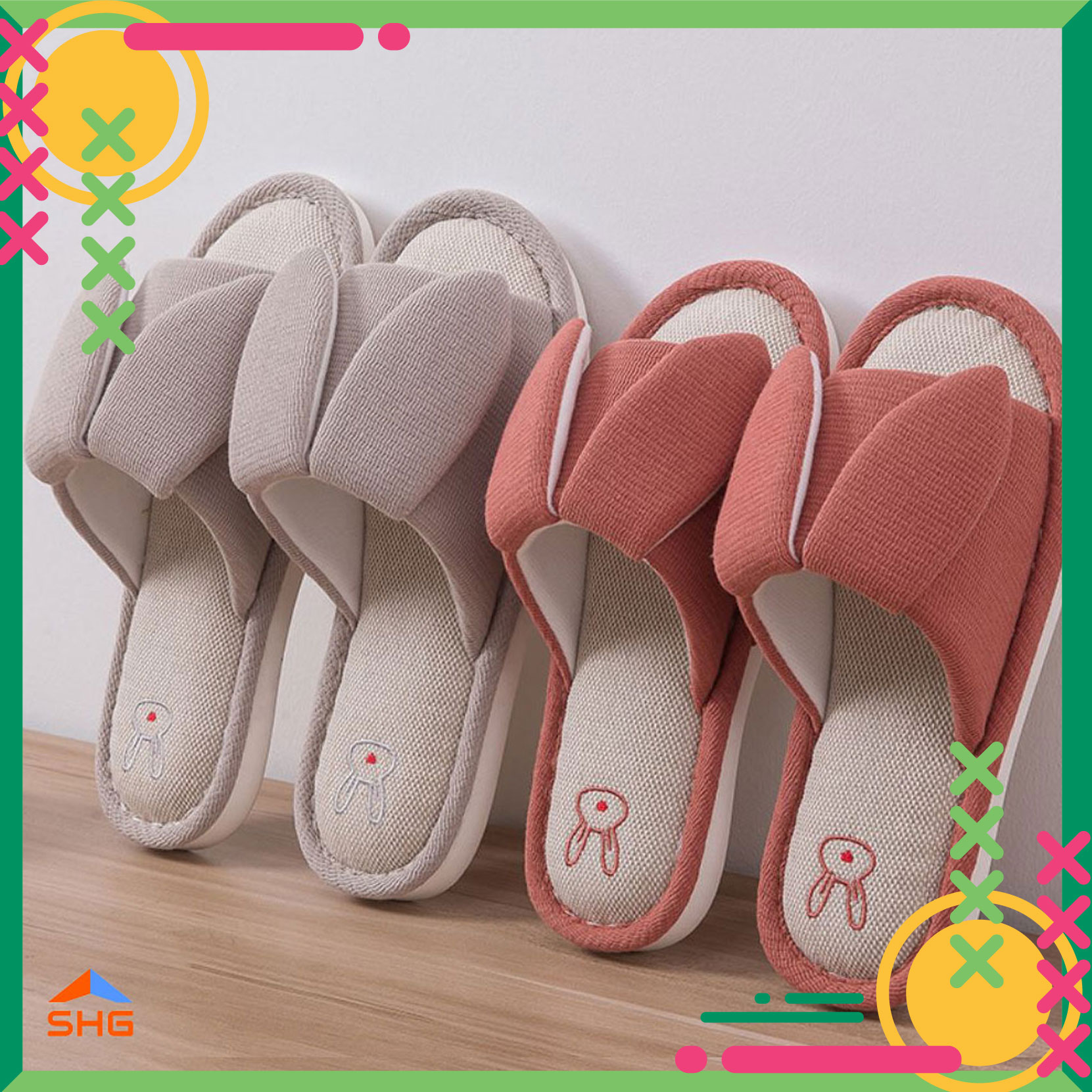 DÉP BÔNG TAI THỎ QUAI NGANG HỞ MŨI, ĐẾ CAO SU DẺO DÀY, CHỈ MAY CỰC CHẮC CHẮN