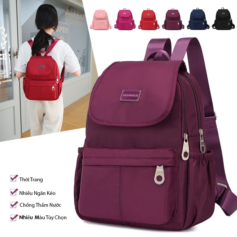 Hoàn tiền 15% - balo nữ vải dù chống thấm nước 2 ngăn kéo lớn tiện dụng thời trang gọn nhẹ lx252
