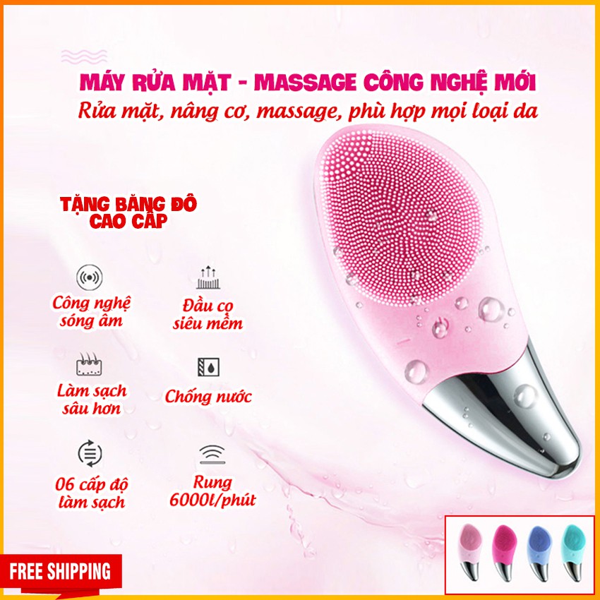 [HCM ]   Máy Rửa Mặt dài Máy massage SONIC CLEANSER rửa mặt cầm tay Silicon - Tẩy Tế Bào Chết-máy mát xa mặt ion máy rửa mặt và massage máy massage mặt máy massage mặt mini，Làm Sạch Sâu