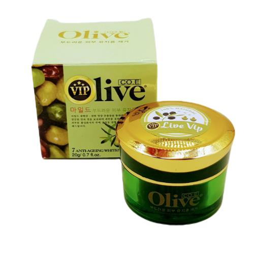 Kem Mờ Nám Trắng Da Olive Korea VIP tặng mặt nạ ngủ Greentea