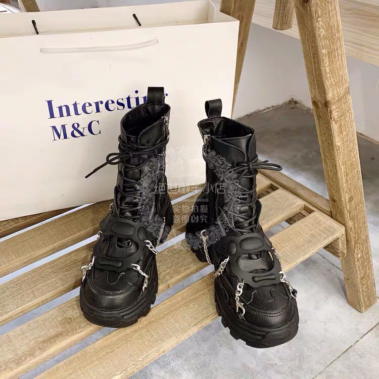 GIÀY BOOTS bốt ullzang cá tính dây xích ngầu chất thời trang đi học chụp ảnh