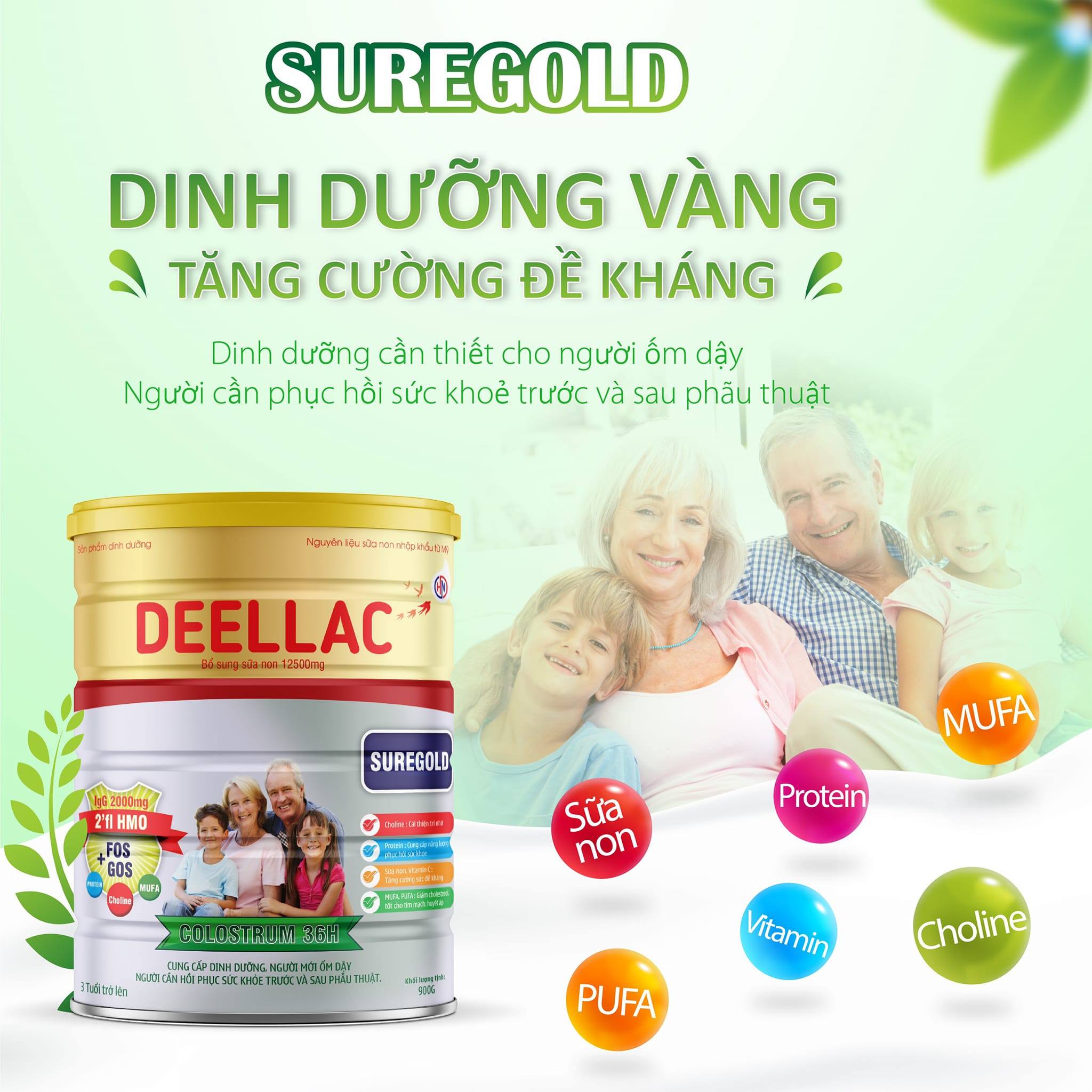 Deellac sure gold 900g (sữa dinh dưỡng cho người sức khỏe kém, người bệnh cần phục hồi )