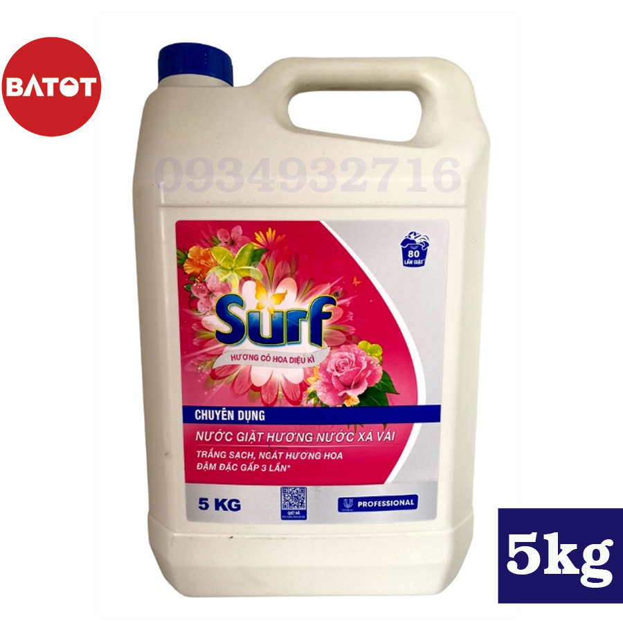 Nước giặt surf đậm đặc gấp 3 lần siêu tiết kiệm can 5kg - ngát hương hoa