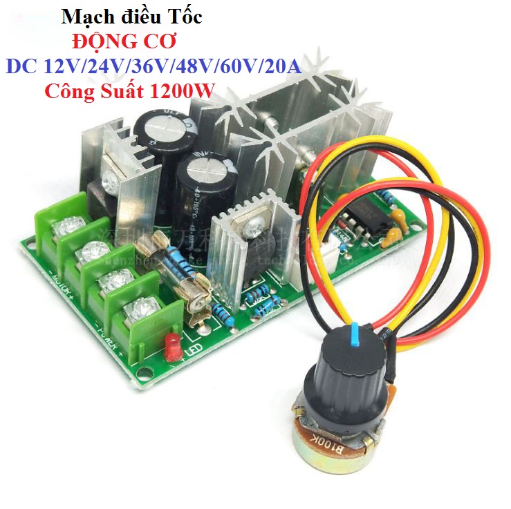 Điều khiển tốc độ motor 20a pwm dc 12v/24v/48v/60v