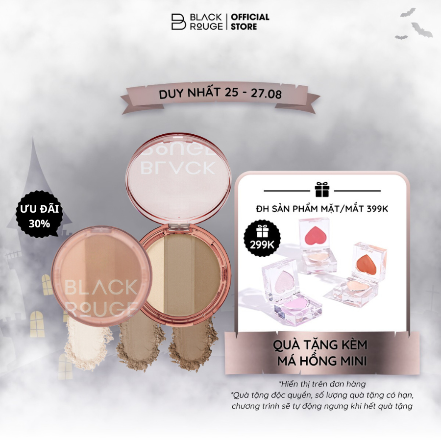 Phấn tạo khối & bắt sáng black rouge up & down triple contouring 57.5g