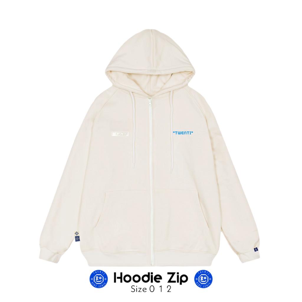 Áo hoodie dây kéo twenti nỉ cotton in chữ hàn