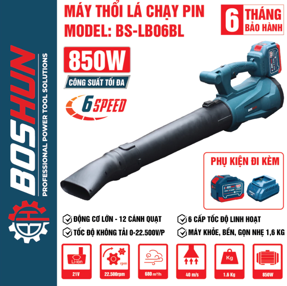 Máy Thổi Bụi BOSHUN Dùng Chân Pin Thông Dụng Makita Máy Thổi Hút Bụi Cầm Tay Công Suất Lớn 850W Mạnh Mẽ