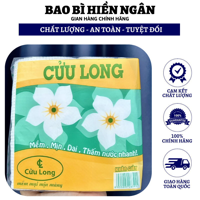 Khăn giấy vuông bông hoa mai hàng loại 1 - thấm hút dầu tốt