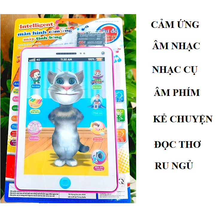 Đồ chơi ipad mèo tôm cảm ứng, kể chuyện, âm nhạc, đọc thơ... kích thước lớn 20x13.5 cm, màu sắc đẹp, âm lượng tốt - đồ chơi giá rẻ - đồ chơi dùng pin - có nhạc