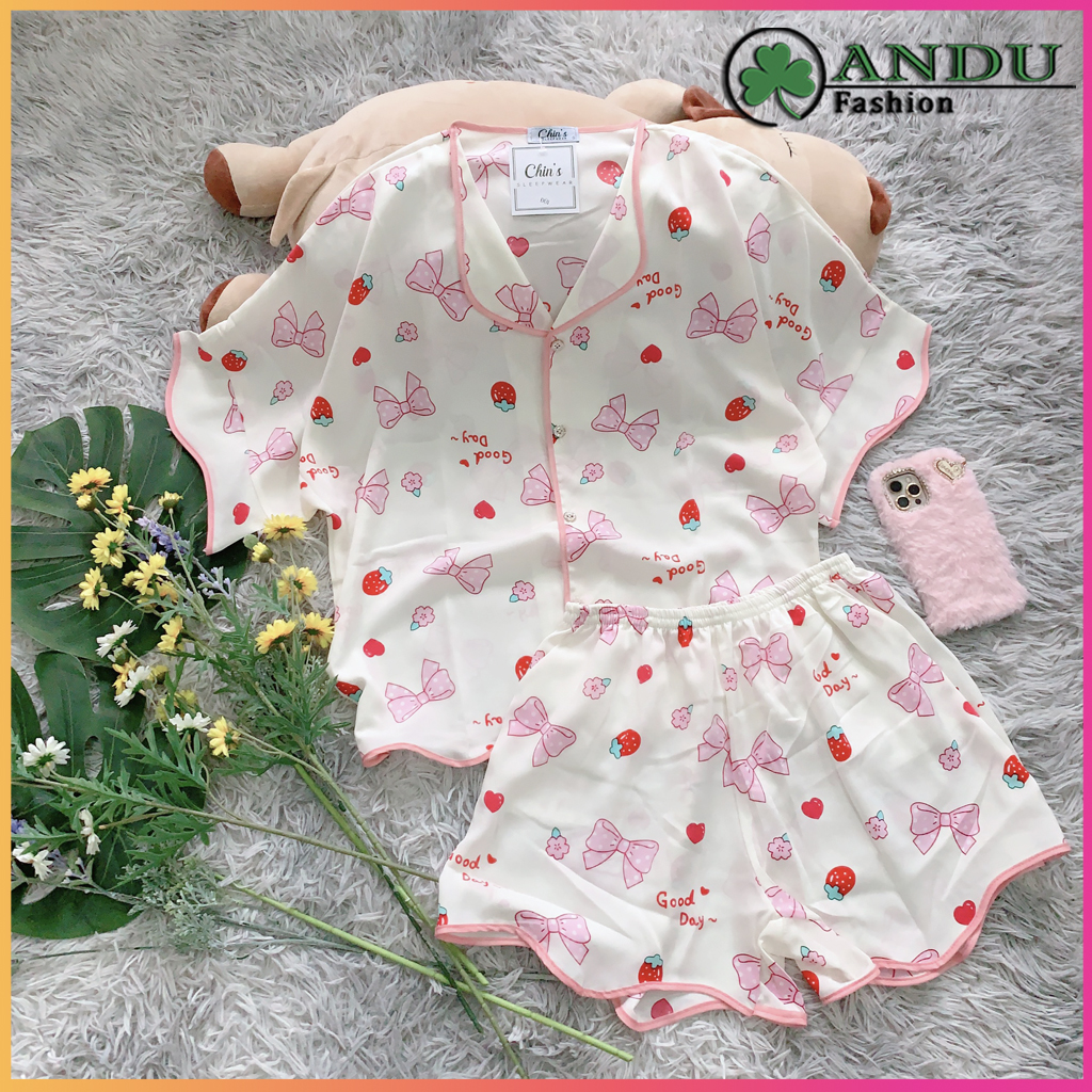 Đồ bộ nữ pijama họa tiết lụa mango cao cấp, đồ bộ quần đùi mặc nhà freesize