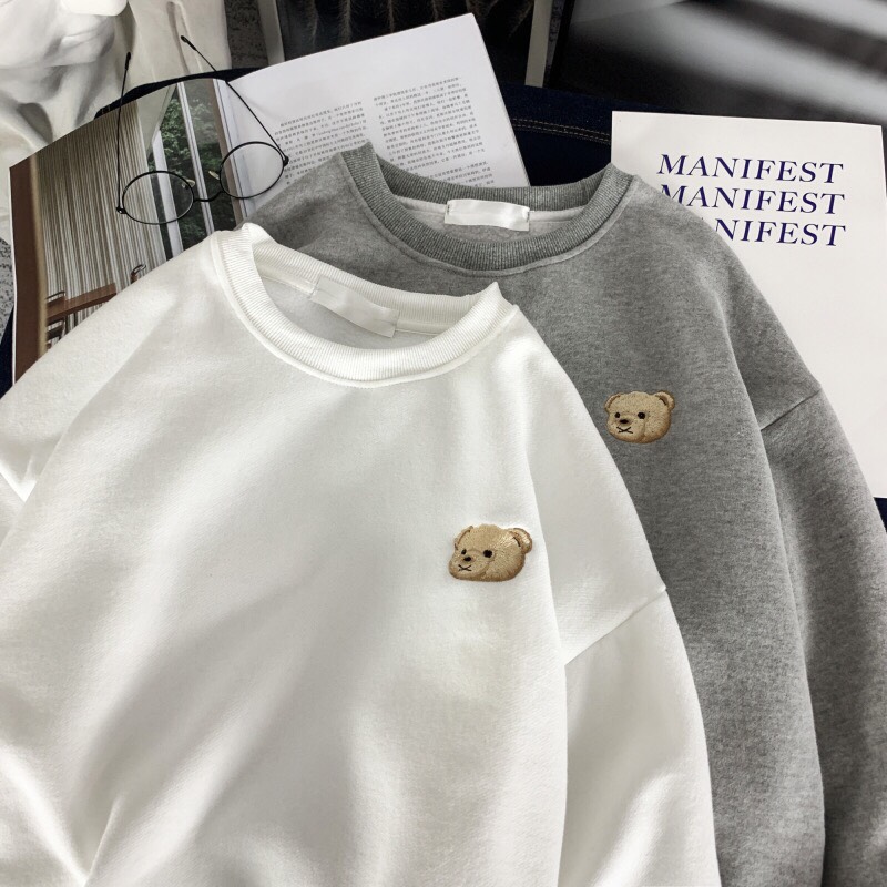 Set áo đôi sweater logo gấu nam nữ in hình dễ thương