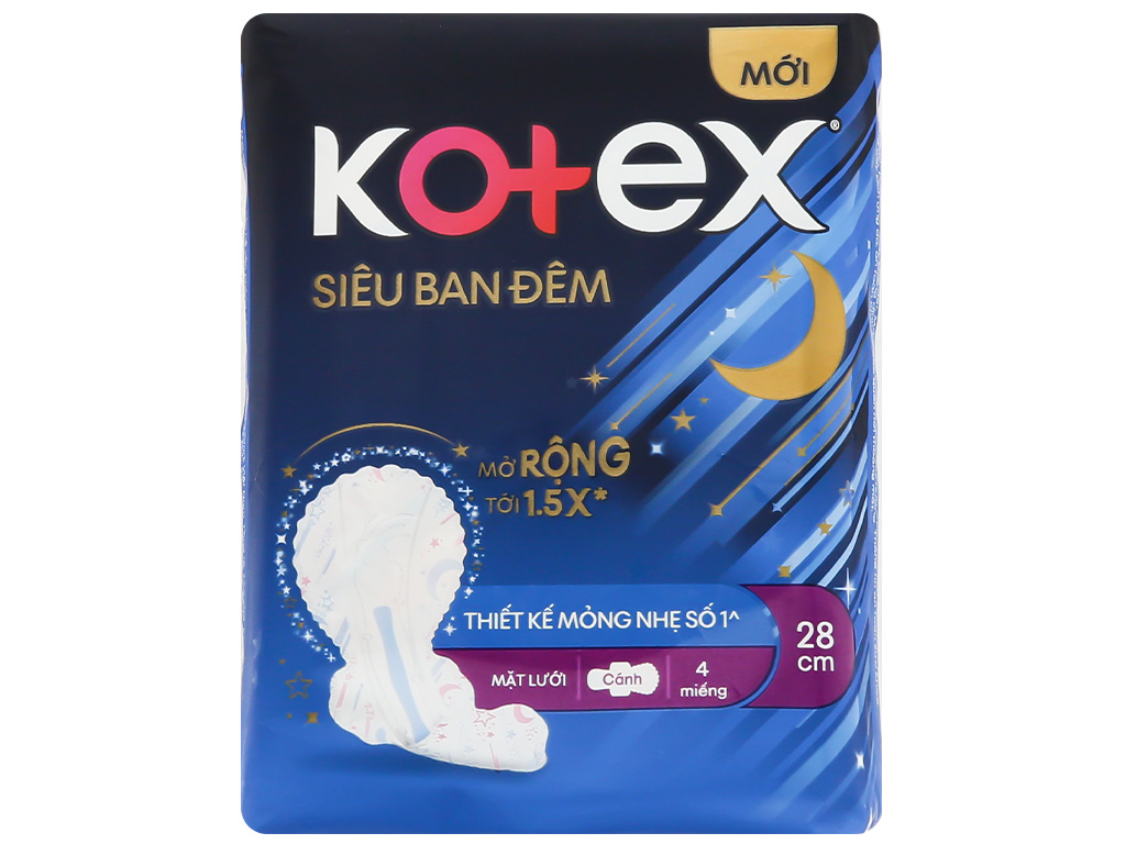 Băng vệ sinh ban đêm Kotex Style chống tràn 4 miếng 28cm