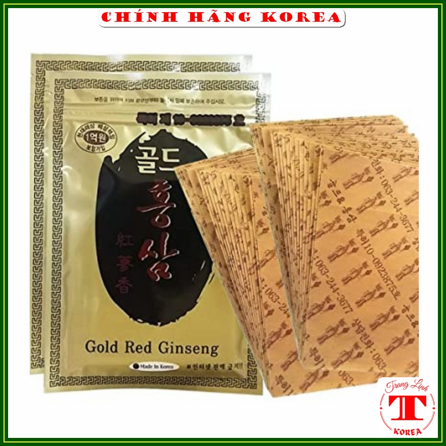 Cao dán hồng sâm hàn quốc đặc biệt Gold Red Ginseng, túi 20 miếng - Chăm sóc chấn thương, giảm đau nhức, tranglinhkorea
