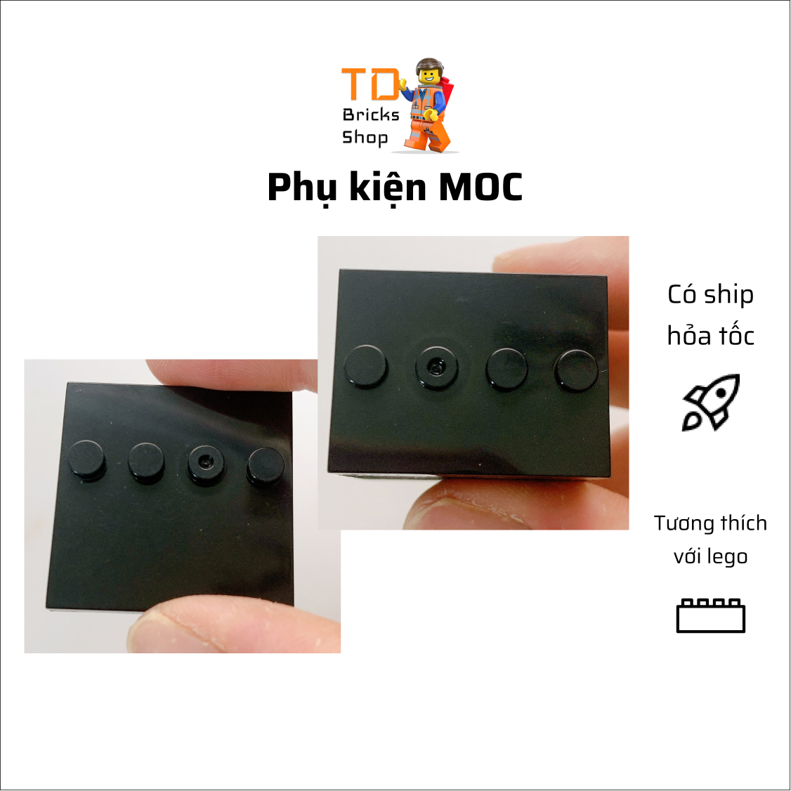 Đồ chơi lắp ráp, phụ kiện MOC, 01 tấm nền dành cho minifigure màu đen, base 3x4, 4x4