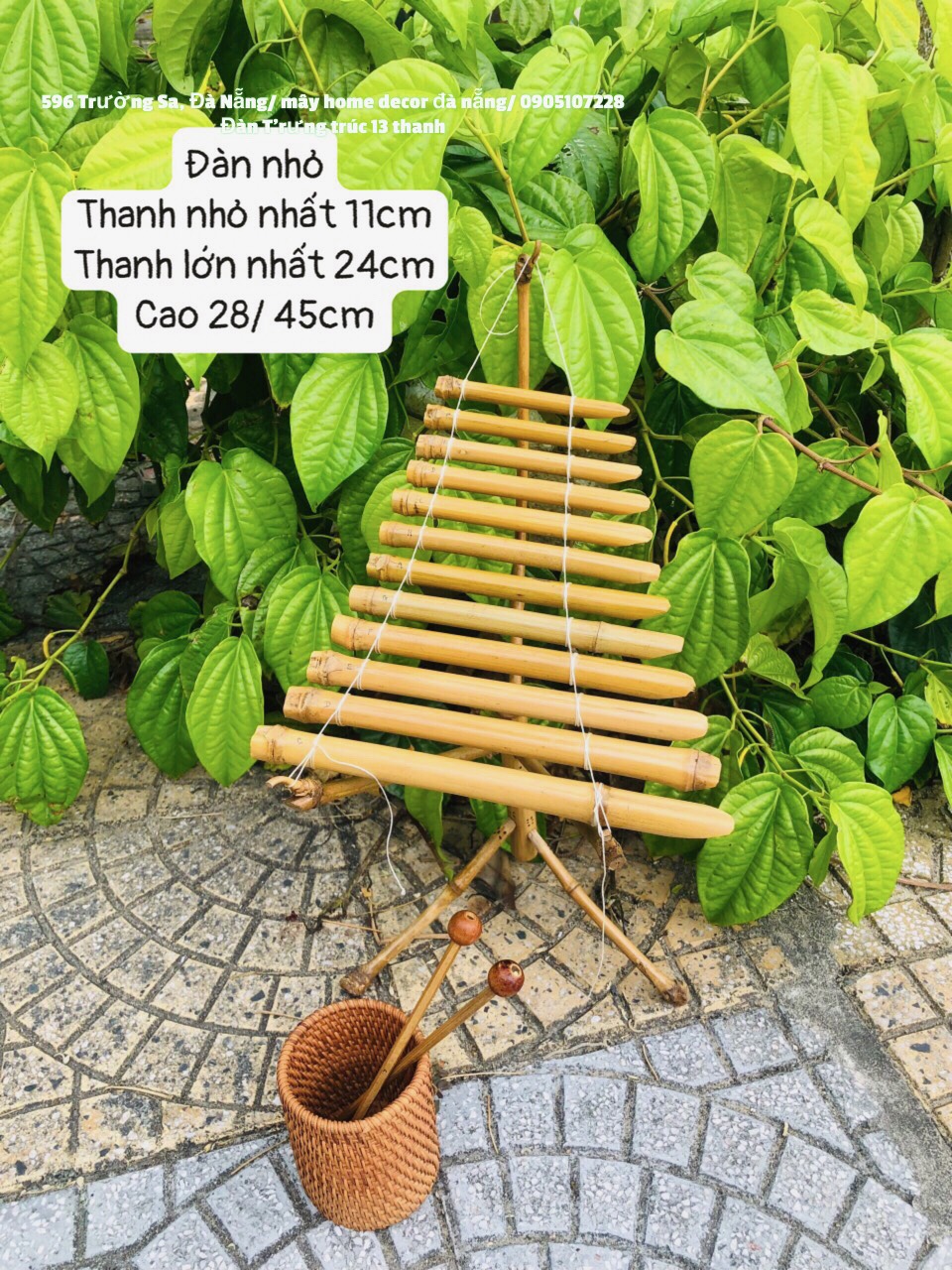 Đàn t'rưng 13 thanh làm từ tre trúc - nhạc cụ dân tộc độc đáo/ quà tặng từ làng quê việt nam
