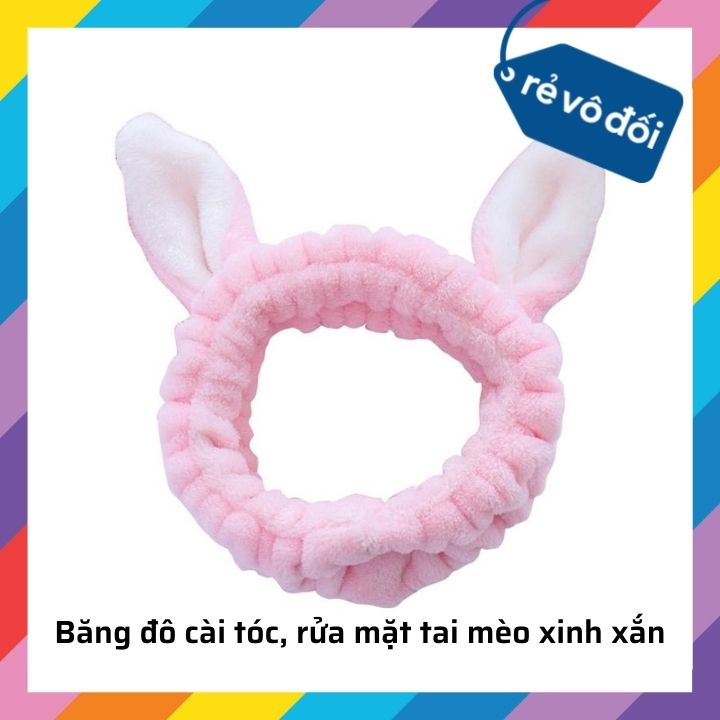 Băng đô cài tóc, rửa mặt tai mèo xinh xắn - Giao màu ngẫu nhiên