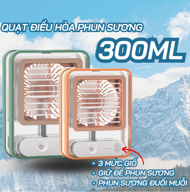Quạt Điều Hòa Mini Để Bàn Phun Sương Tạo Độ Ẩm Sử Dụng Cổng Sạc USB Tiện Dụng
