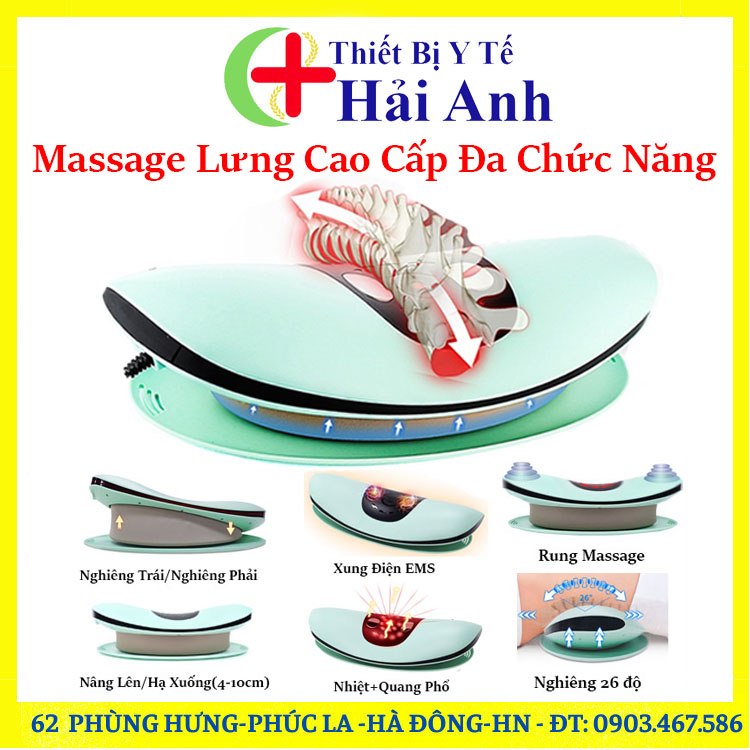 Máy massage hỗ trợ cột sống, lưng, eo có hồng ngoại, rung, xung huyệt