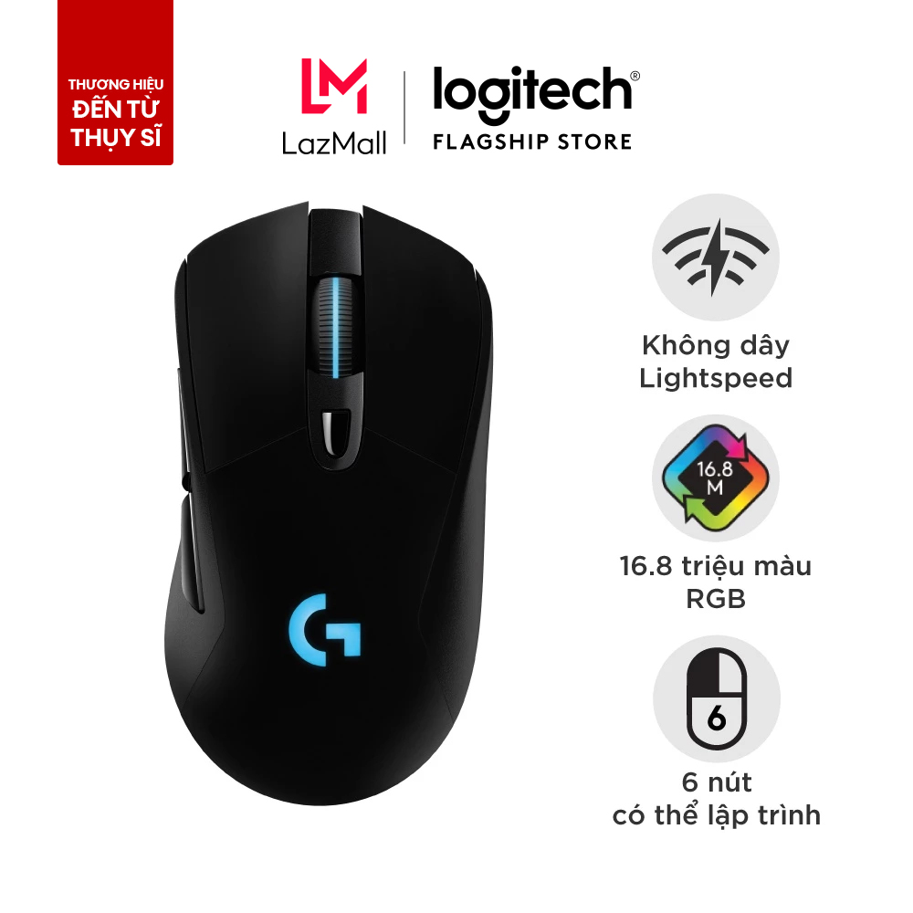  Chuột game không dây Lightspeed RGB Logitech G703 Hero - Cảm biến Hero 25k tương thích PowerPlay nhẹ 95g+10g cân tùy chỉnh pin 60h PC Mac 