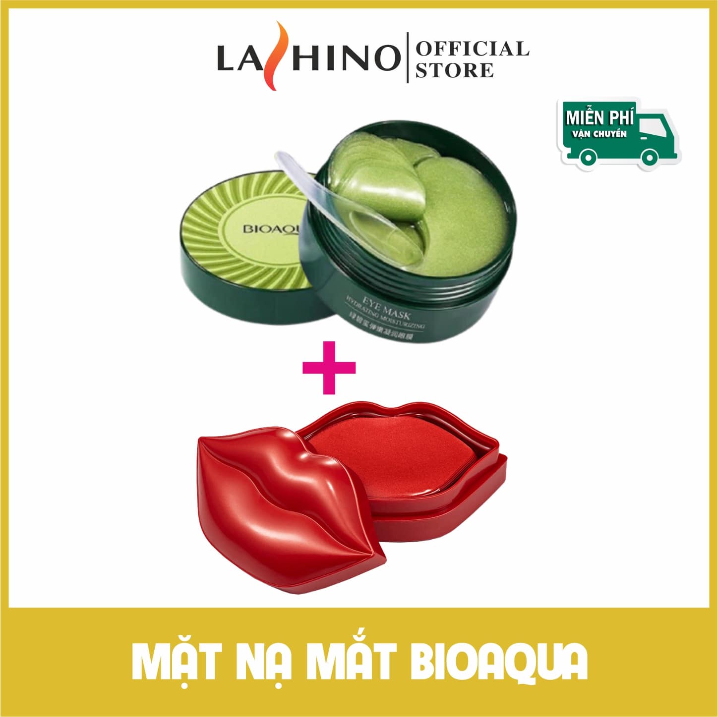 [Combo]Mặt nạ mắt Bioaqua hộp 60 miếng, Mặt nạ môi hộp 20 miếng LASHINO giảm thâm quầng và bọng mắt mặt nạ đắp mắt hiệu quả