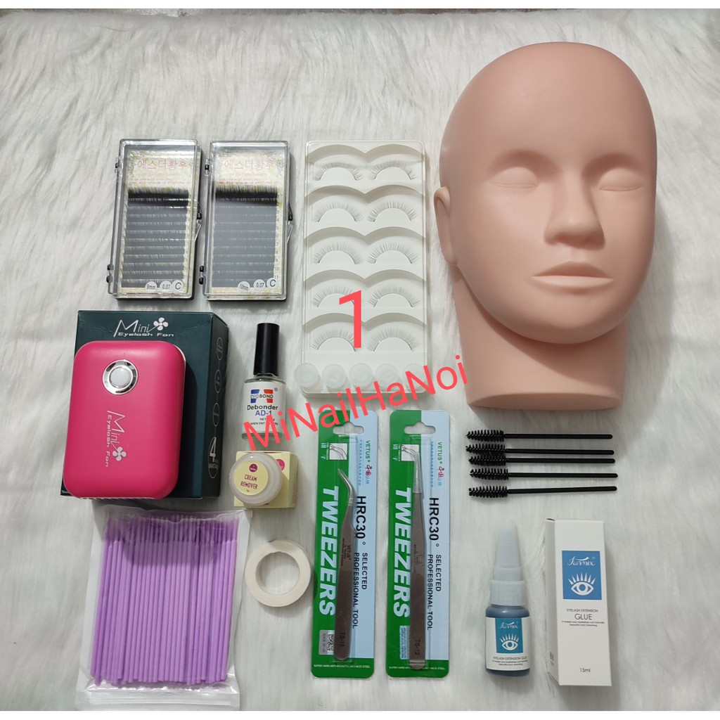 Combo đồ nối mi dụng cụ học nối mi cơ bản.