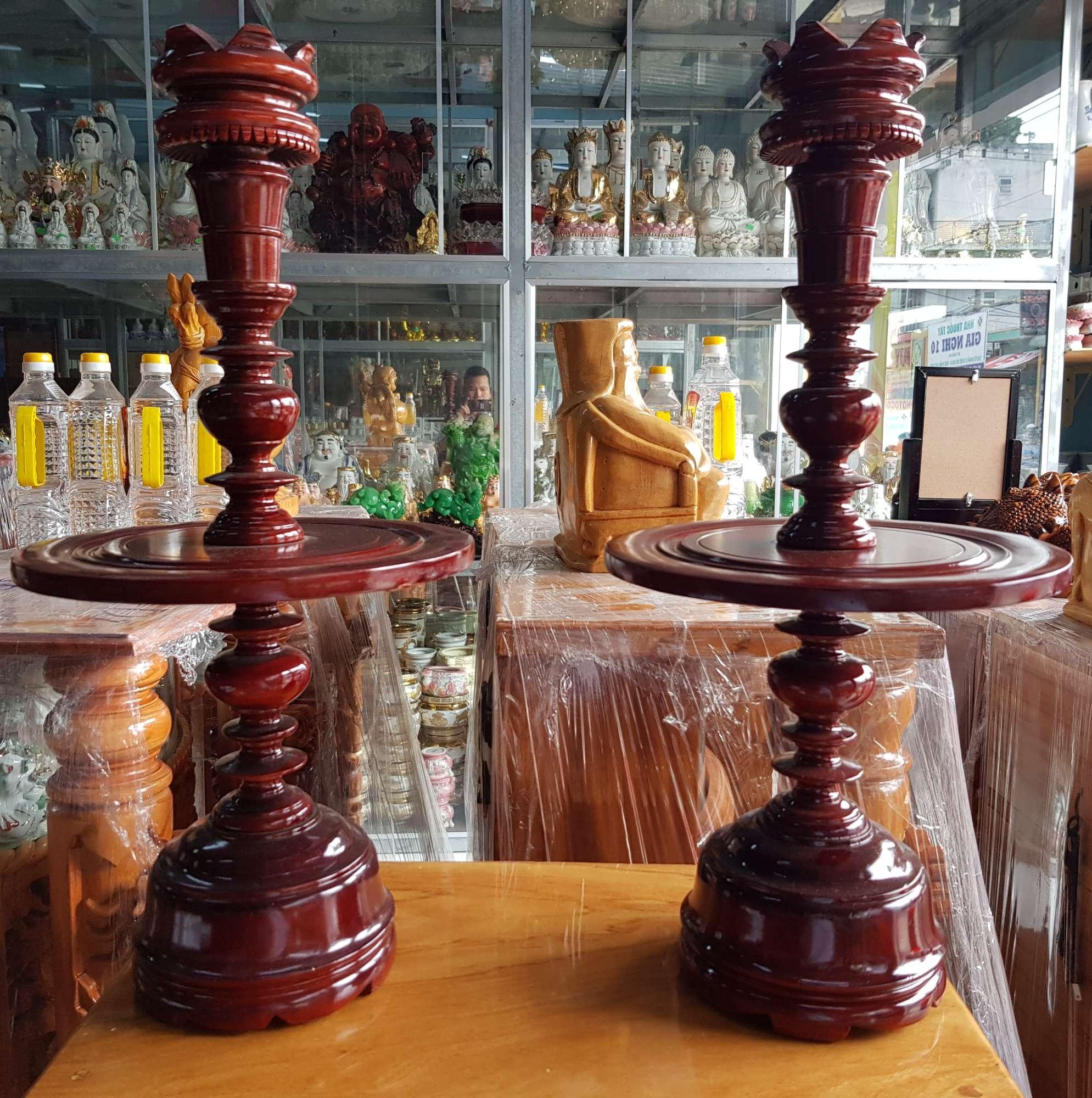 [HCM]Cặp chân đèn gỗ xà cừ cao 41 cm