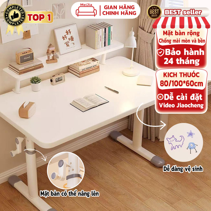  Bàn làm việc tại nhà có thể nâng lên Máy tính để bàn rộng 80 100cm có giá đựng đồ Bàn học sinh viên và văn phòng chống trầy xước và chống mài mòn 